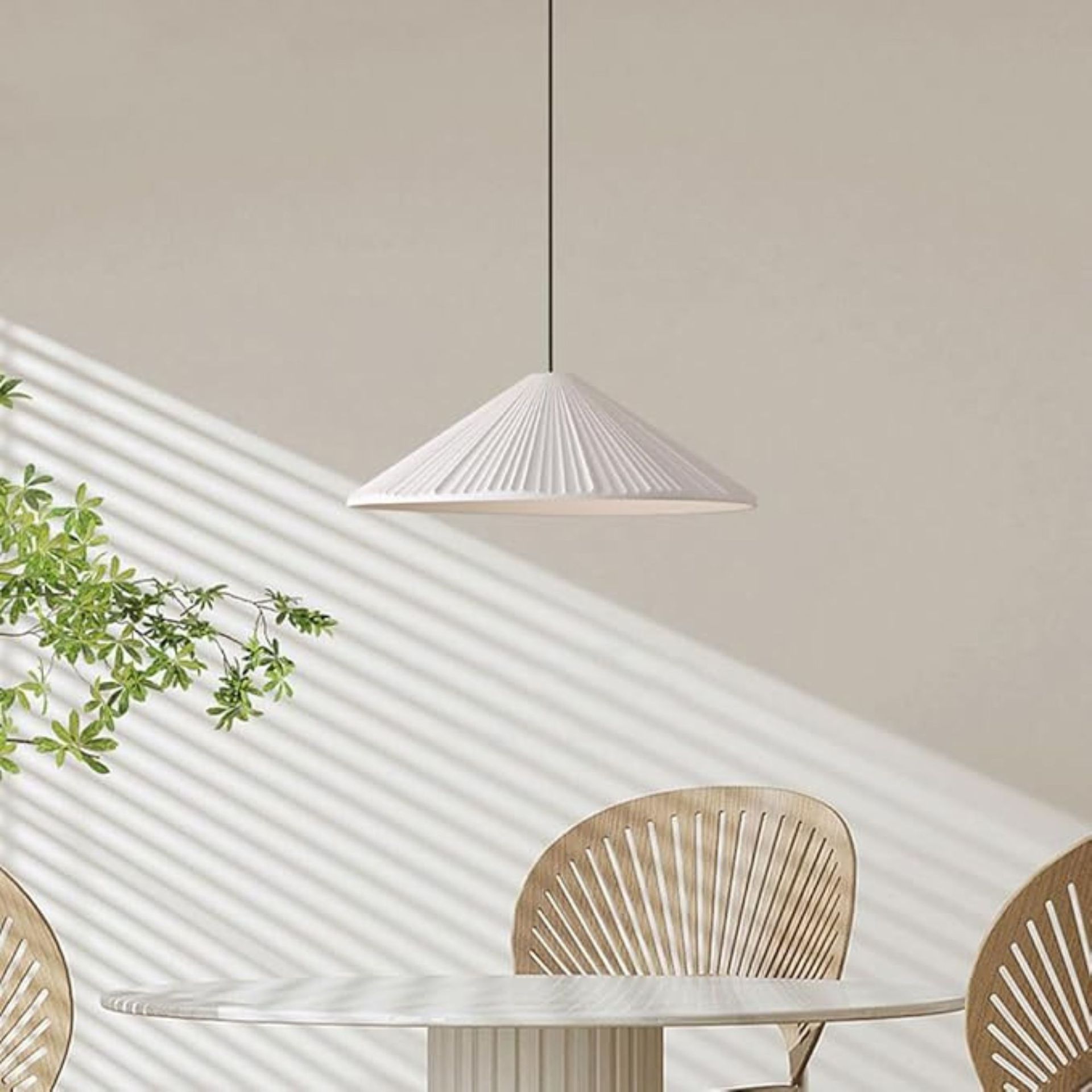 White pleated pendant light shade