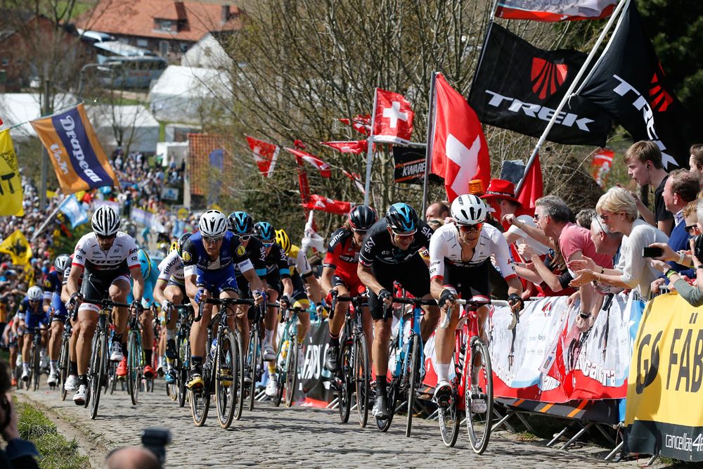 Trek Segafredo set the pace for Cancellara (far left)