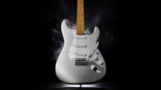 H.E.R. Stratocaster on a black background