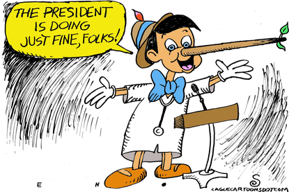 Editorial Cartoon U.S. Sean Conley Trump COVID Pinocchio