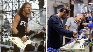 James Hetfield playing his 'So What' Gibson Explorer, and Cesar Gueikian working on CEO2