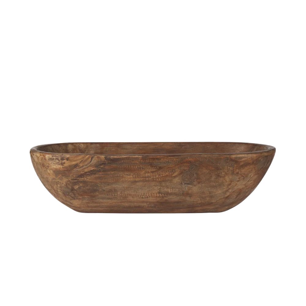 Long rustic wooden bowl