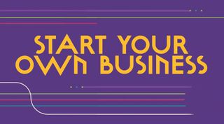 Start a business text on a purple background