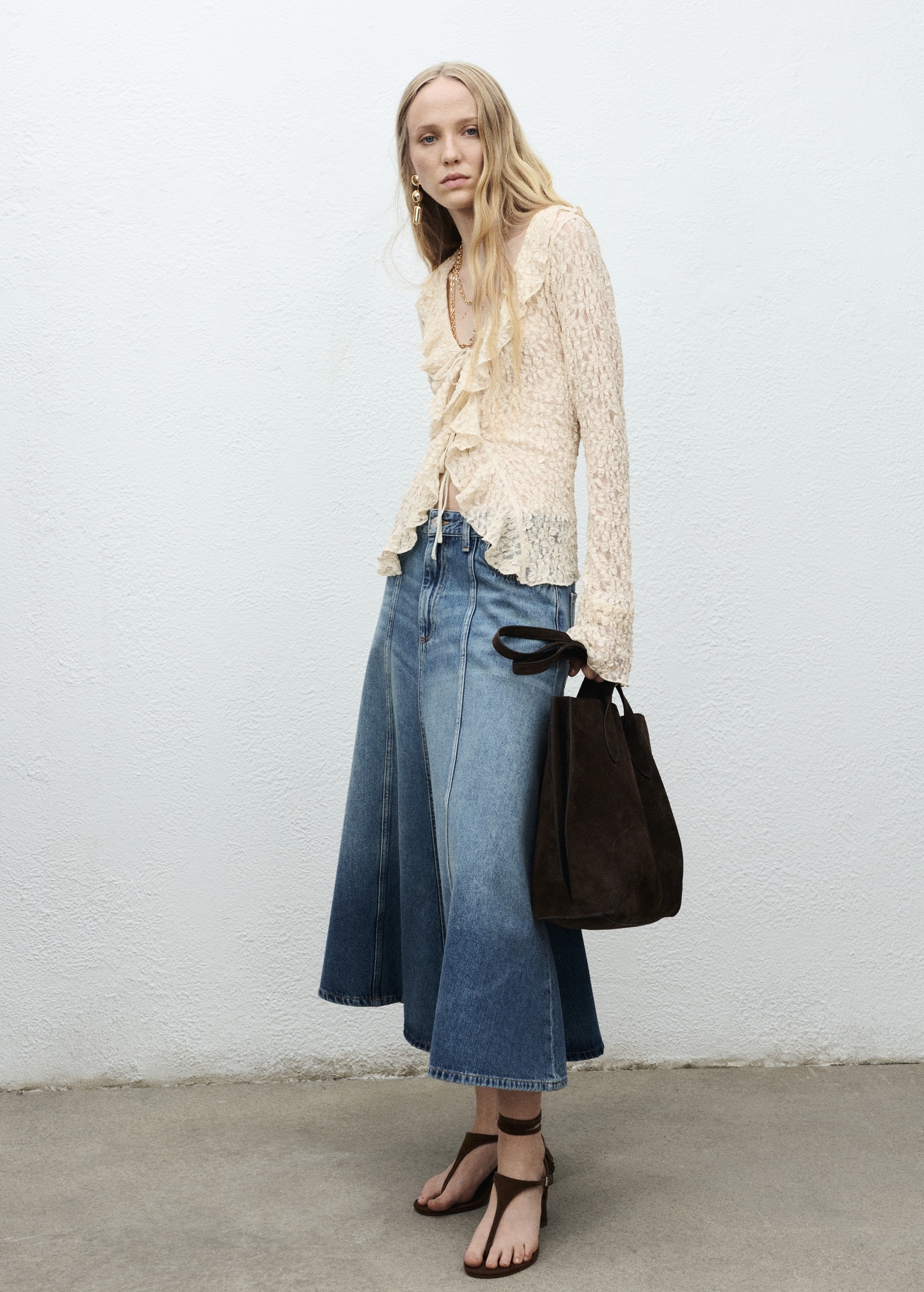 Denim Midi-Skirt - Women | Mango United Kingdom
