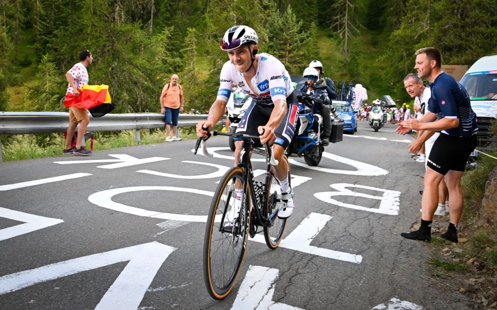 Remco Evenepoel fighting his way up the final climb of the Tour de France&#039;s stage 20, the Col de la Couillole