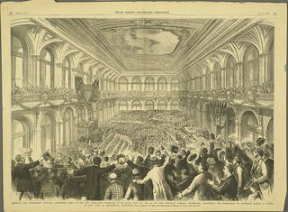 The 1876 Democratic National Convention at the Merchants Exchange Building in St. Louis, Missouri.