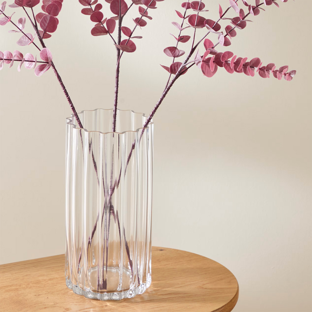 ribbed glass vase