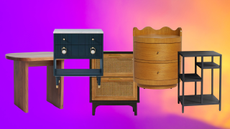 A collage of nightstands/bedside tables