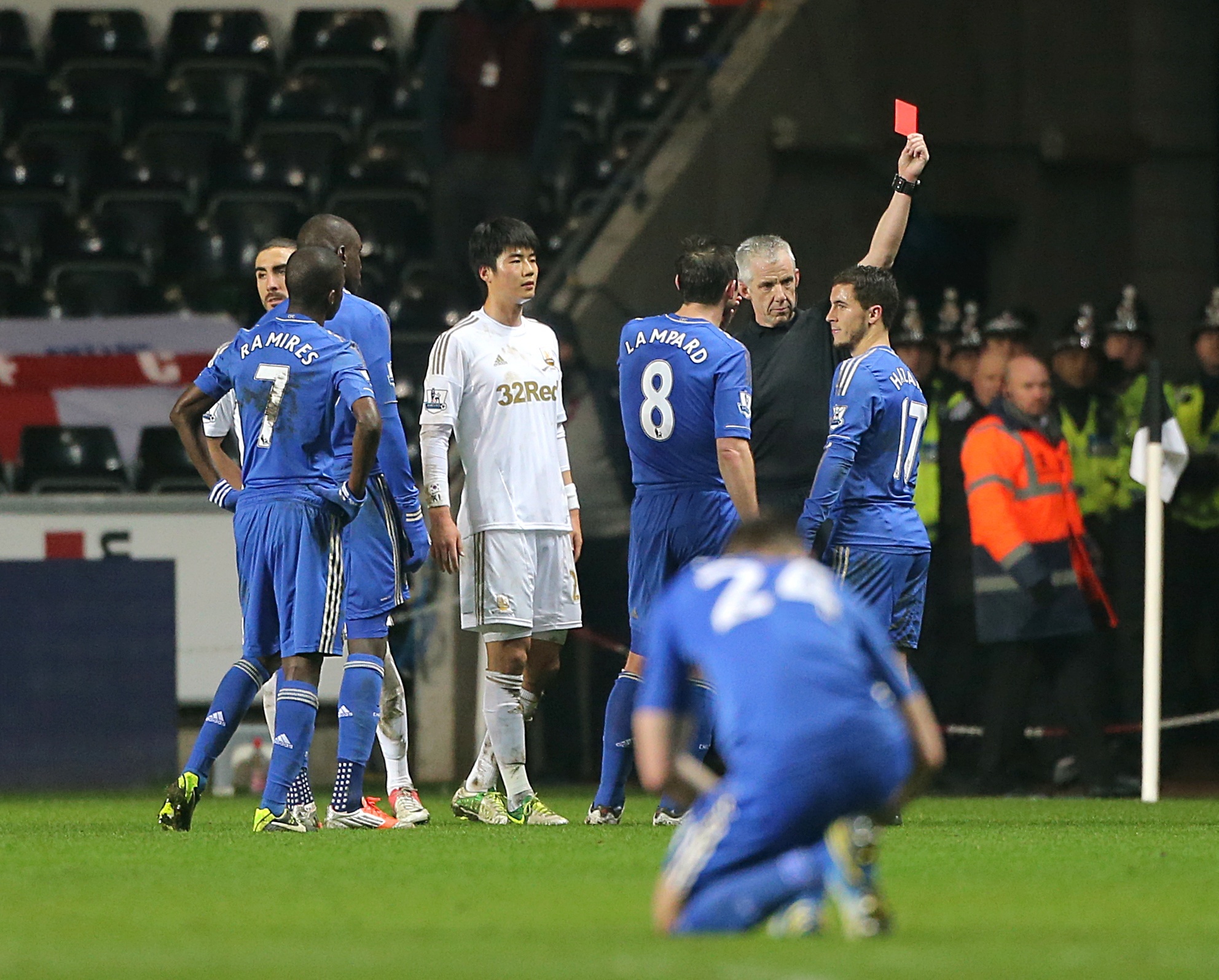 Eden Hazard was shown a red card for the incident