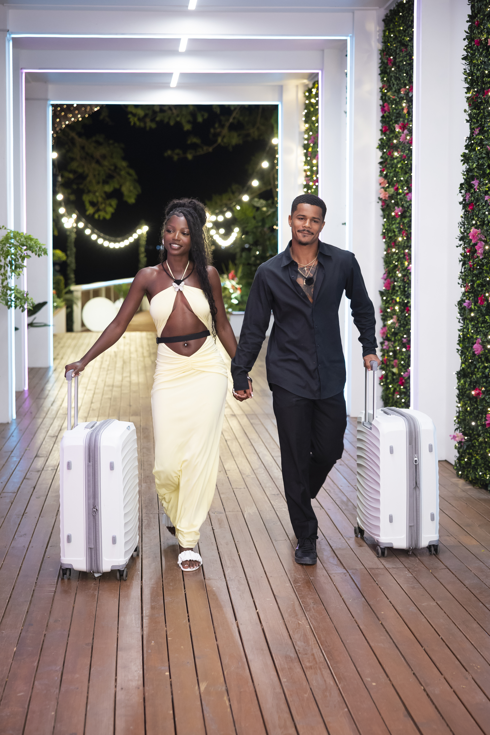 Chelley styled a halterneck white dress on Love Island