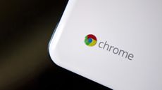 A close up of the Chrome logo on a Chromebook