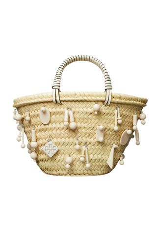 Tory Burch Small Raffia Beaded Basket Bag