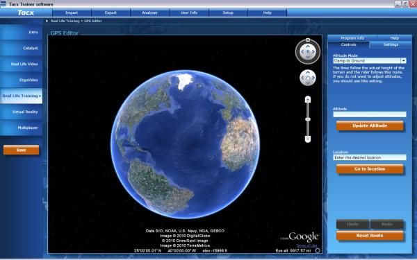 The neatly integrated Google Earth plug-in allows users to create a route using virtually any road on the planet