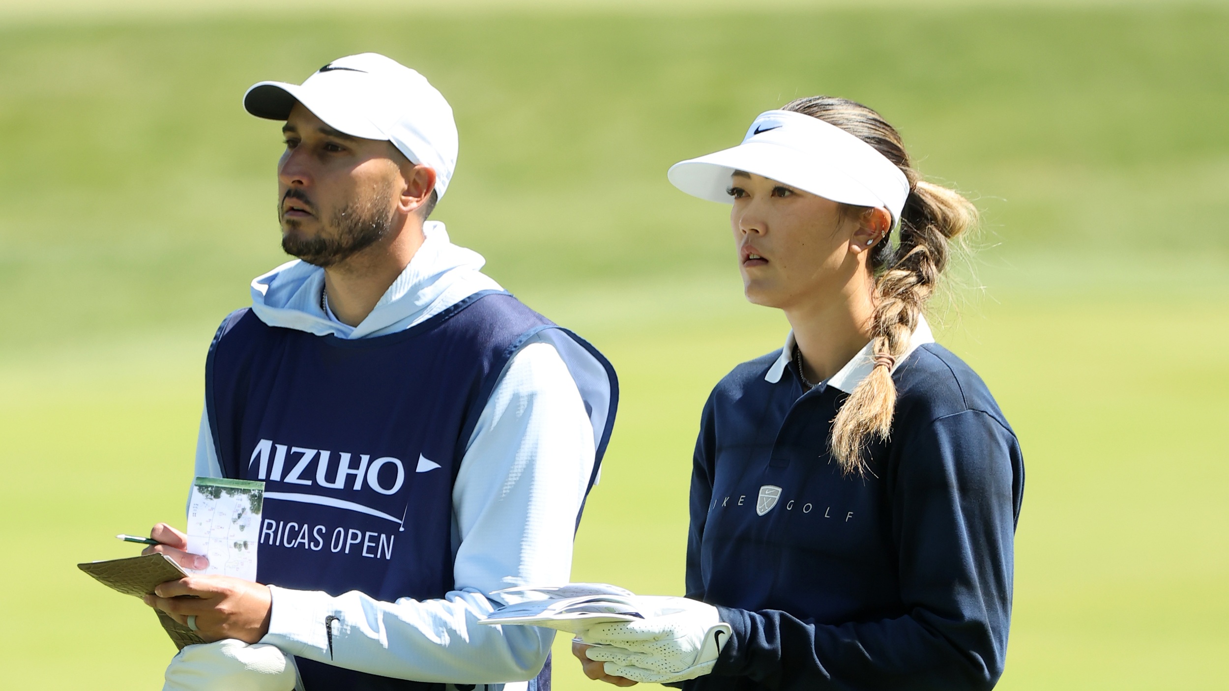 Michelle Wie West playing a shot at the Mizuho Americas Open