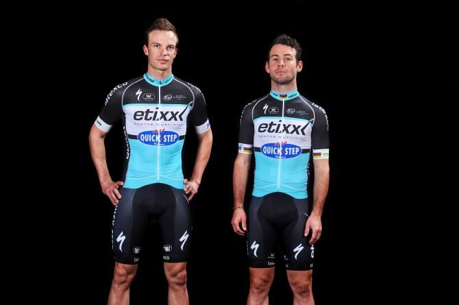 Mark Cavendish and Iljo Keisse in the 2015 Etixx-Quick Step kit