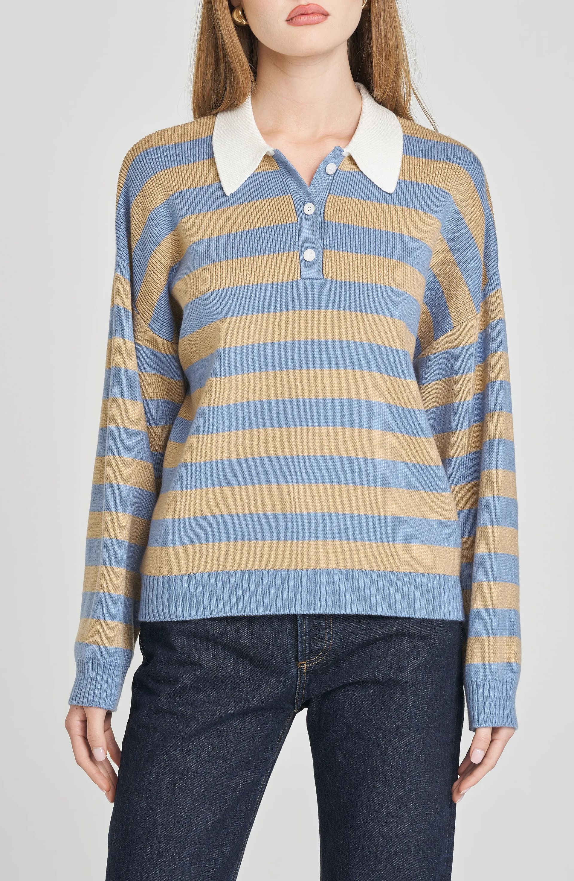 WAYF, Logan Stripe Polo Sweater