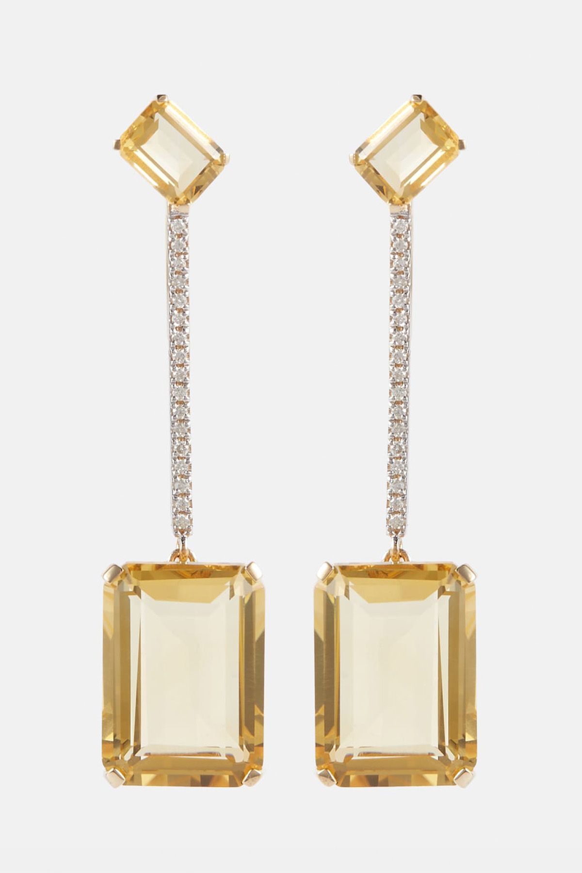 Mateo, 14kt Gold Earrings With Yellow Citrine and Diamonds