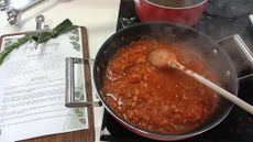 Simmering sauce on a SMEG induction cooktop