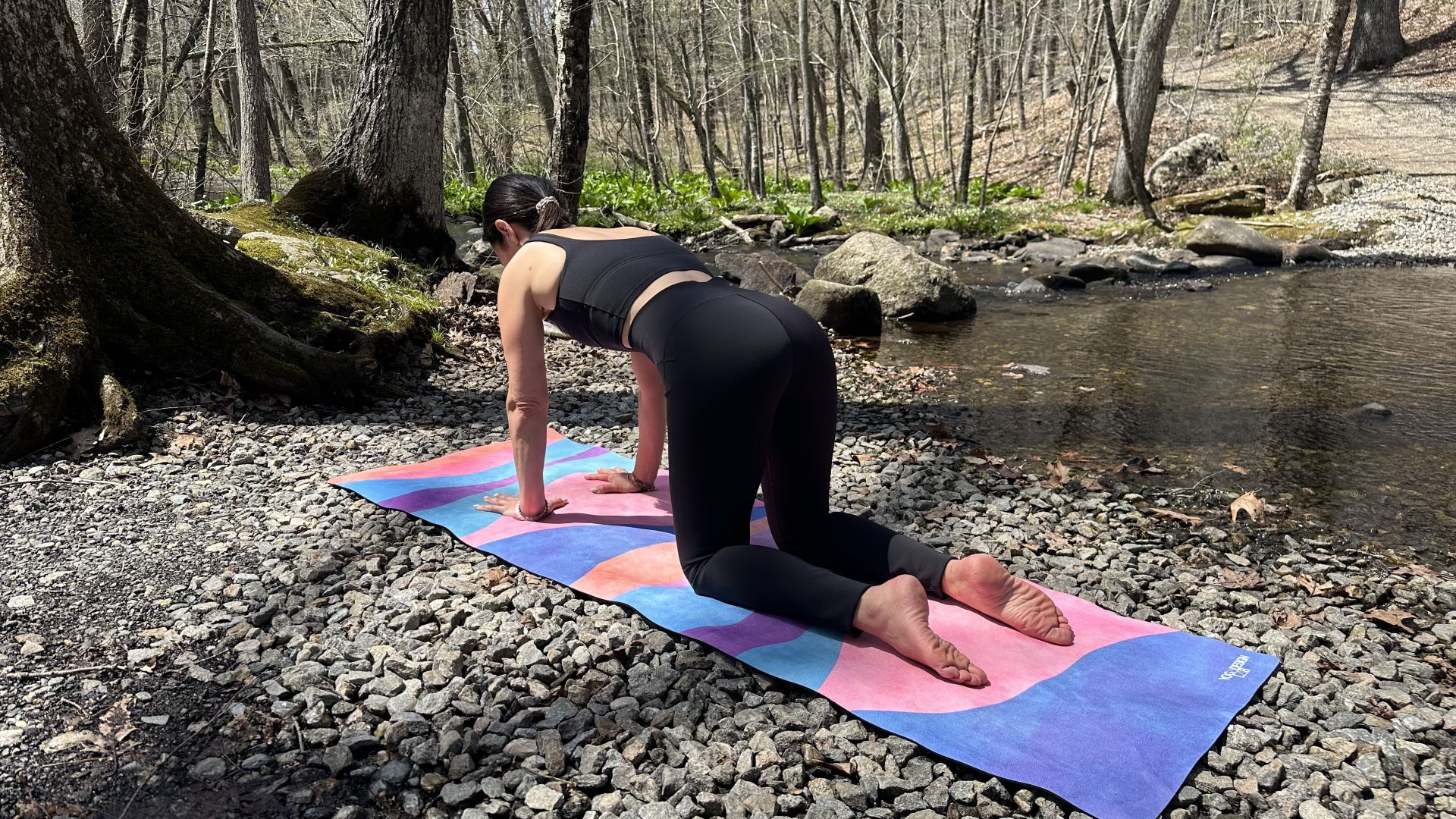 Yoga instructor Leah Pucciarelli demonstrates tabletop