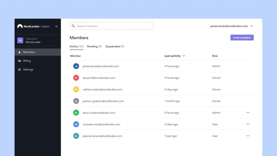 NordLocker Cloud for Business Admin Panel