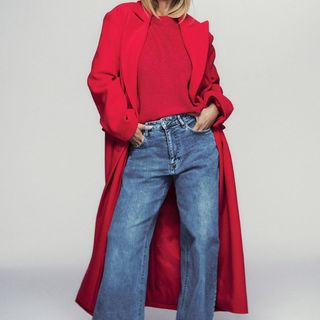 Louise Redknapp's Peacocks red coat