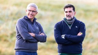 Jay Monahan and Yasir Al-Rumayyan during the Alfred Dunhill Links Championship