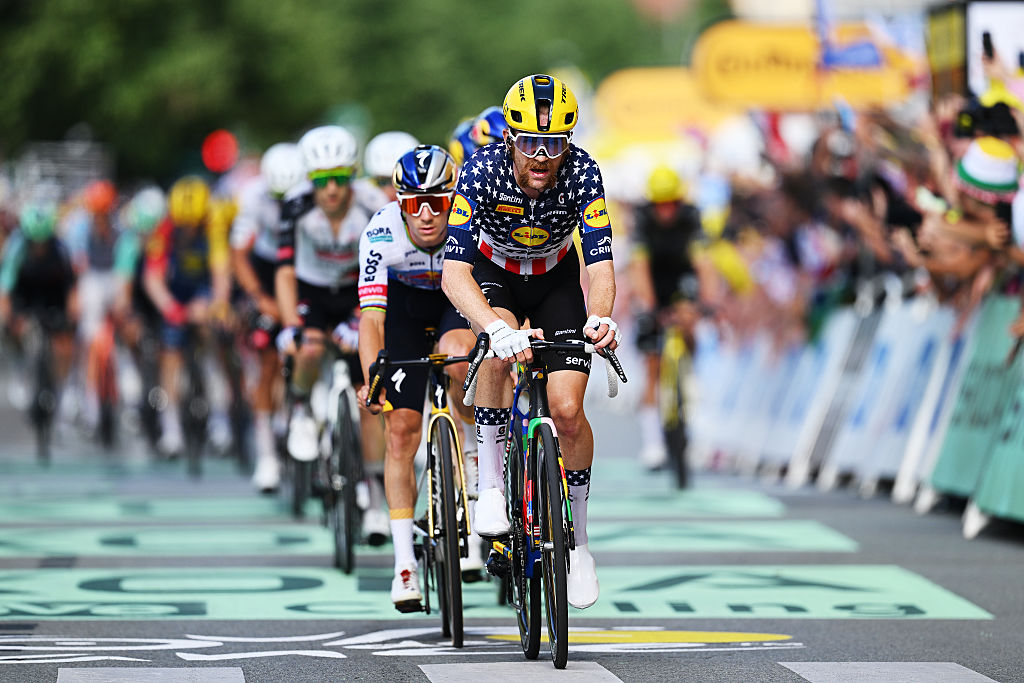 BELFORT, FRANCE - JULY 17: Quinn Simmons of United States and Team Lidl - Trek during the 113th Tour de France 2026, Stage 13 a 205.8km stage from Dole to Belfort / #UCIWT / on July 17, 2026 in Belfort, France. (Photo by Dario Belingheri/Getty Images)