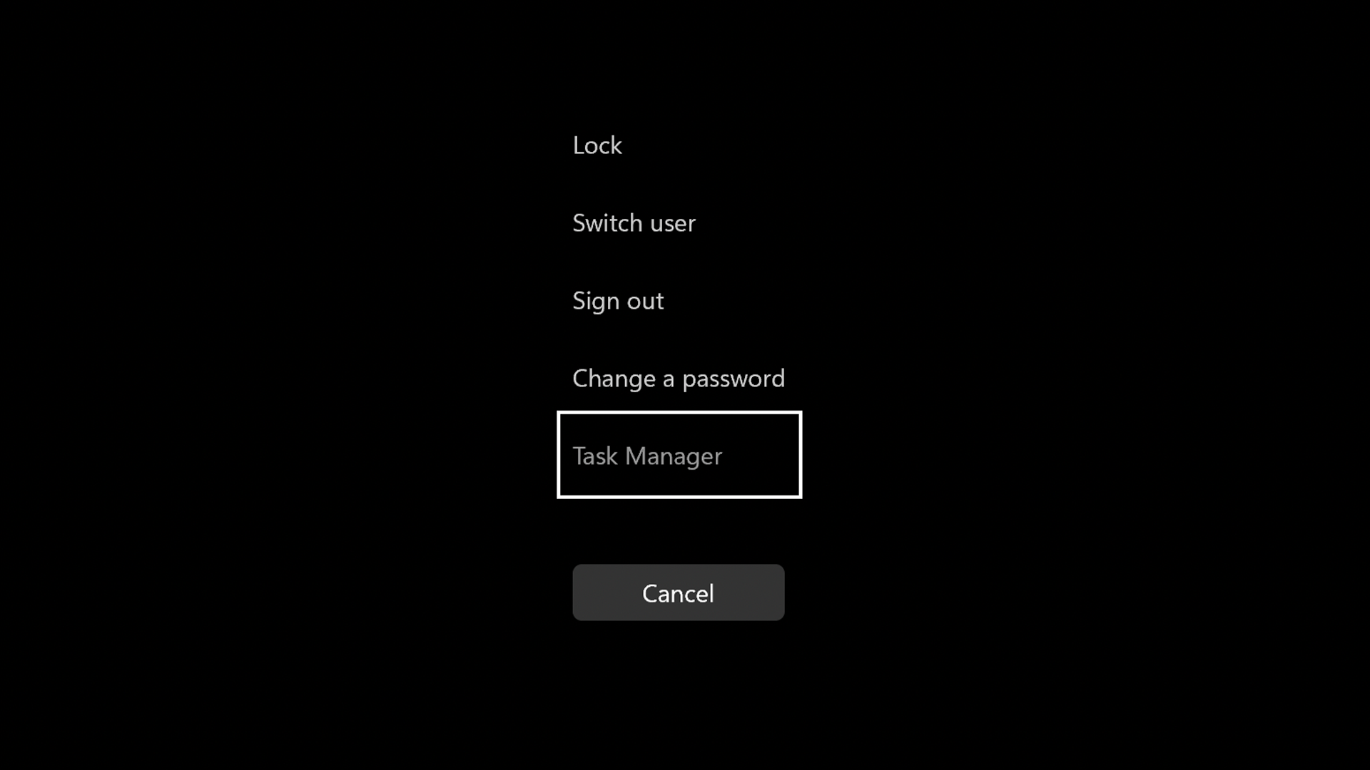 Windows 11 menu for Task Manager