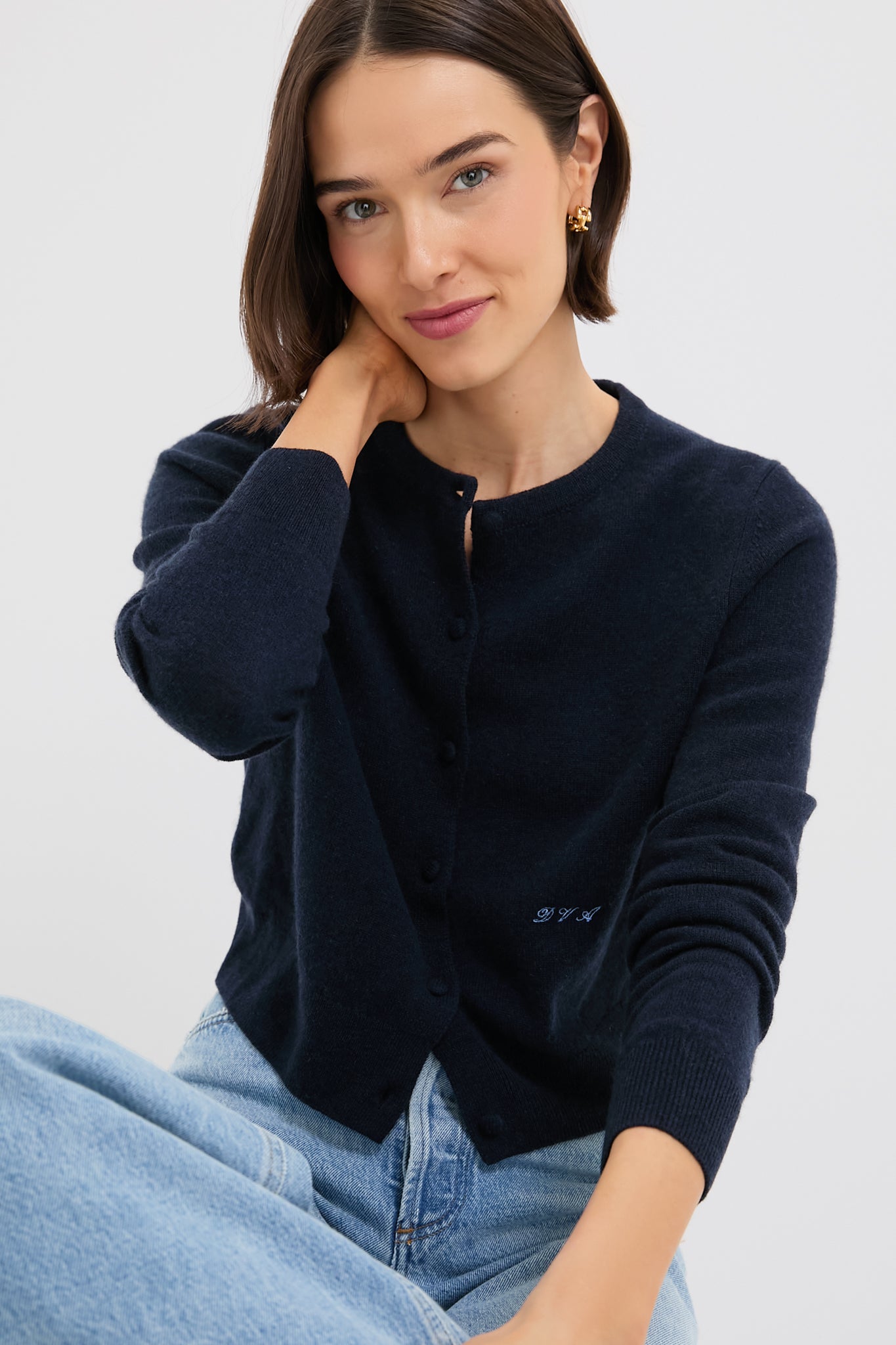 Navy Cashmere Riley Cardigan