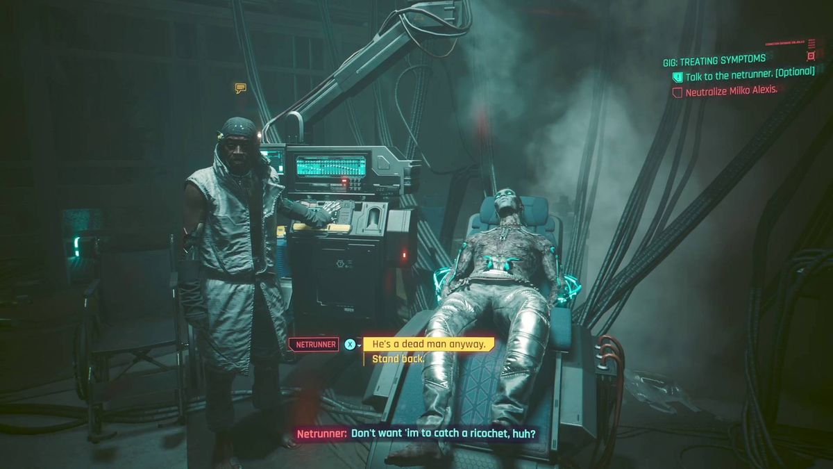 Kill or spare Milko in Cyberpunk 2077 Treating Symptoms | GamesRadar+