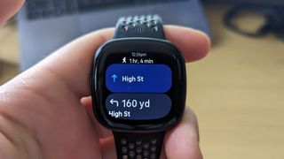 fitbit versa 4 displaying turn by turn directions in google maps