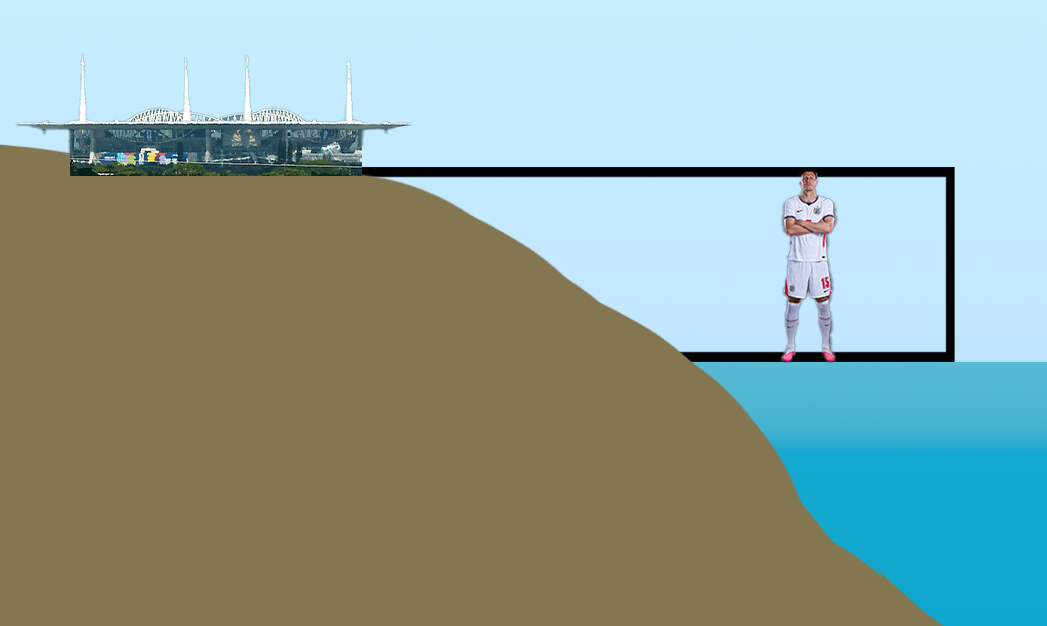 How many Dan Burns above sea level is the Hard Rock Stadium?