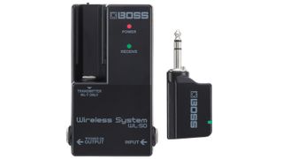 Boss WL-50 review: Transmitter and receiver on white background