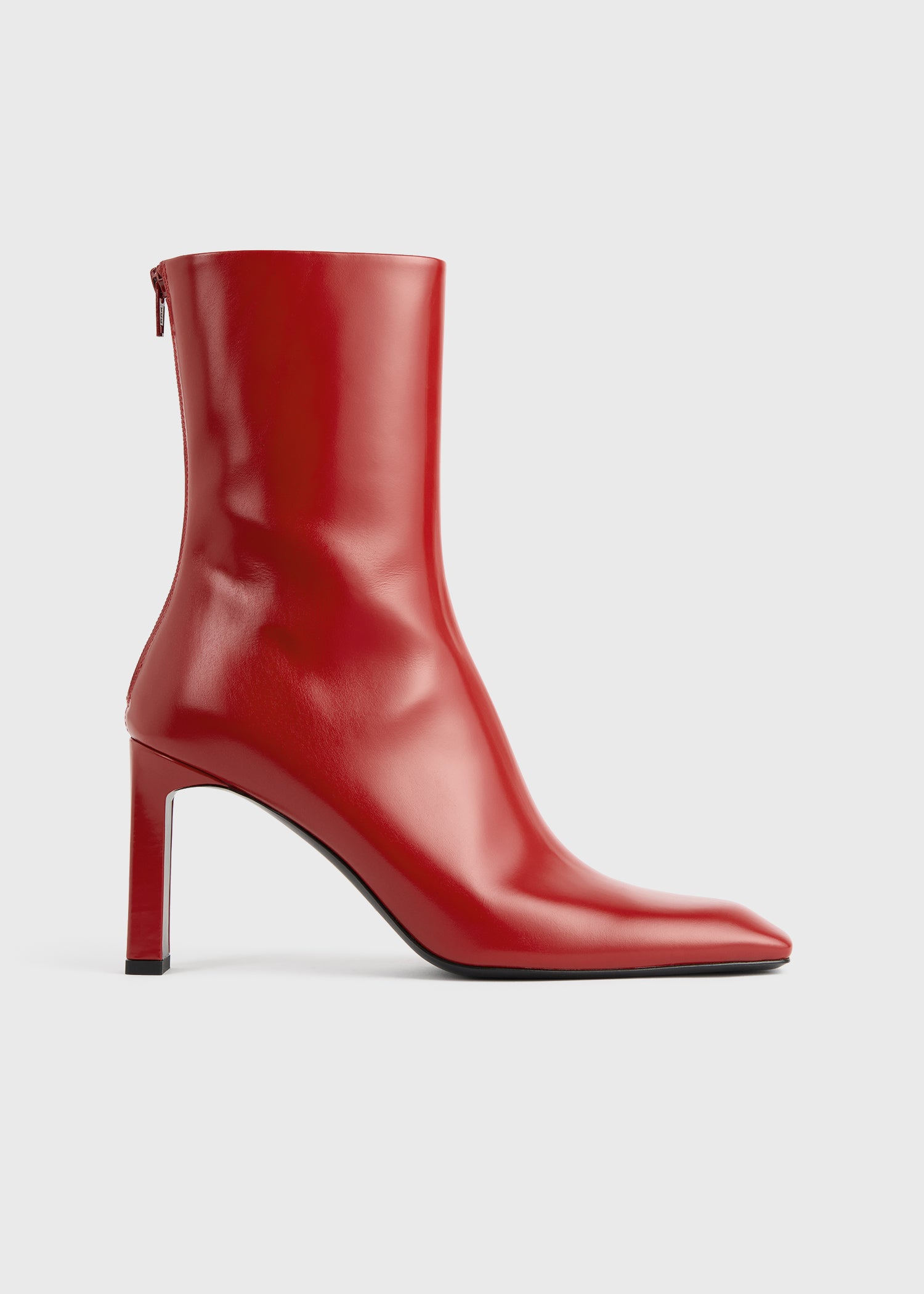 Bar Glossy Leather Boots Red