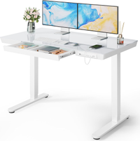 Marsail glass-top standing desk with drawers