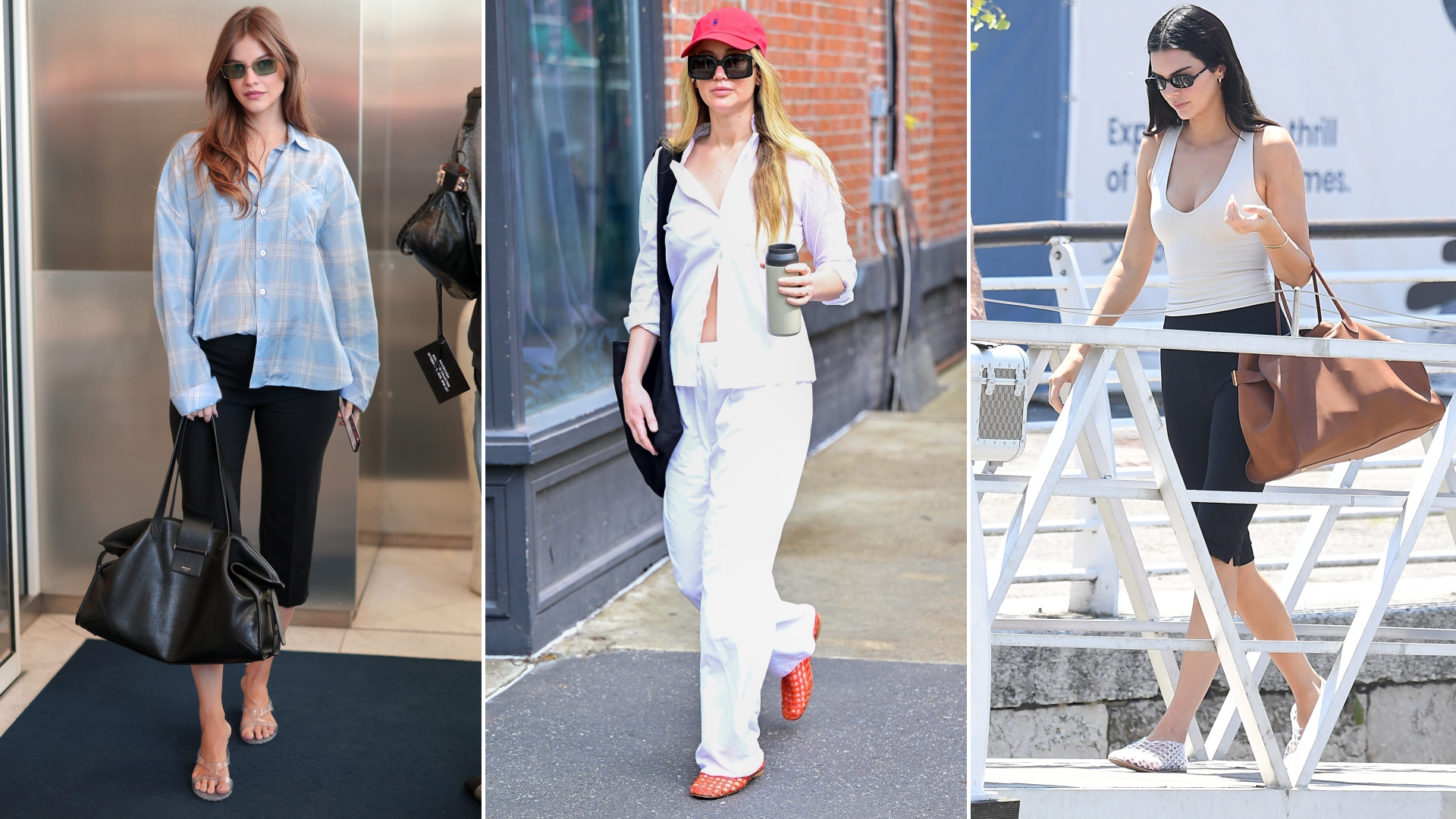 collage of celebrities wearing the jelly shoe trend for 2026