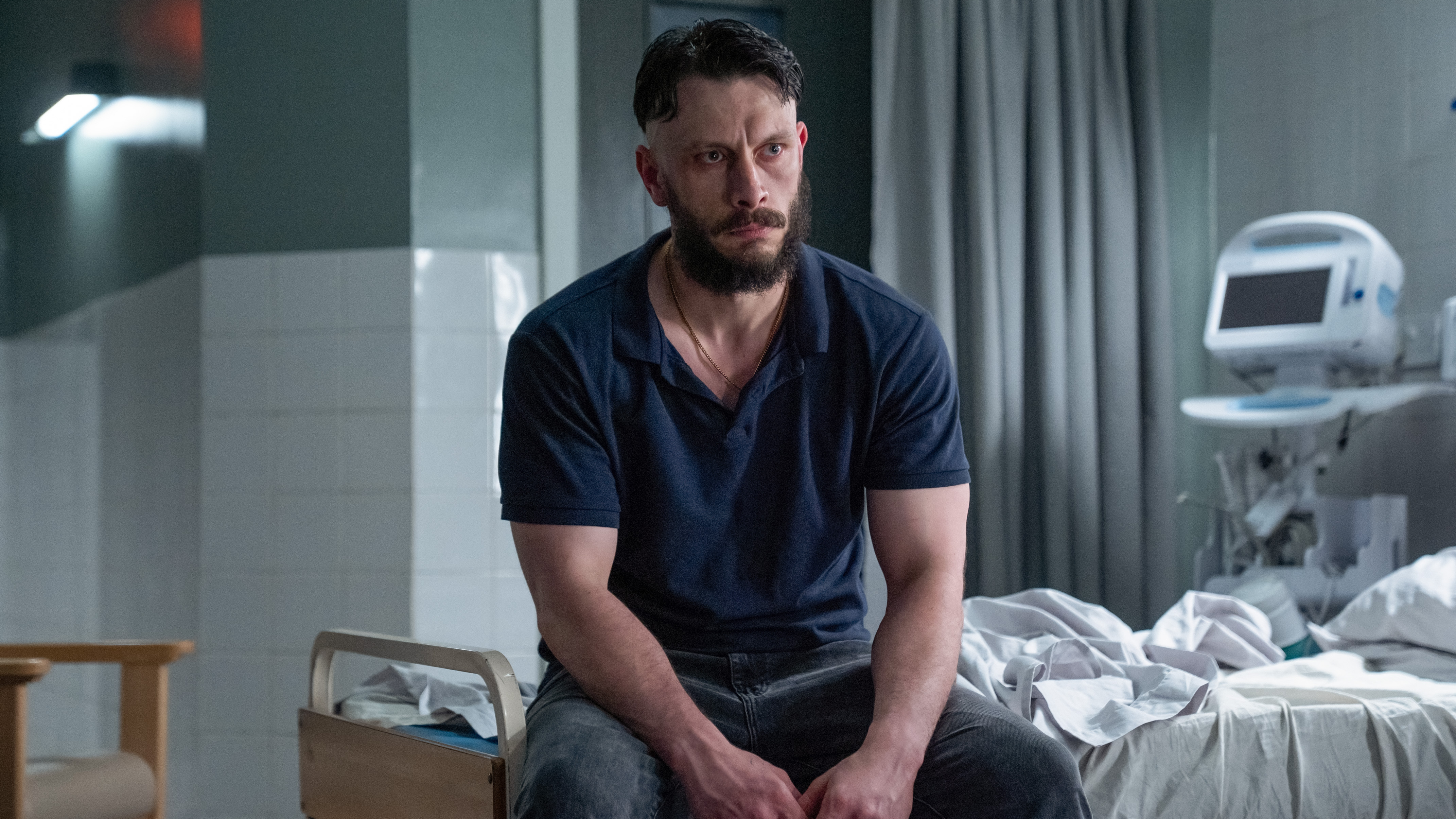 Ruben (Richard Gadd) sits on a hospital bed in a first look image from "Half Man"