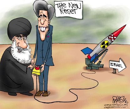Political cartoon World John Kerry Iran