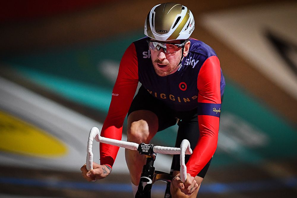 Bradley Wiggins on the track at the 'Ciao Fabian' event