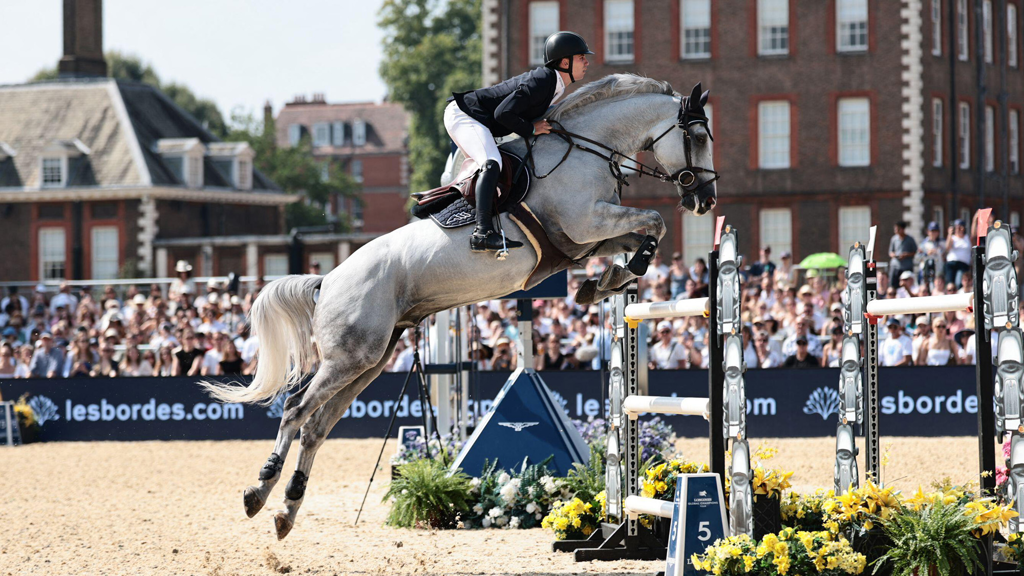 Jack Whitaker riding Jack JL during the CSI5* Longines Global Champions Tour Grand Prix of London