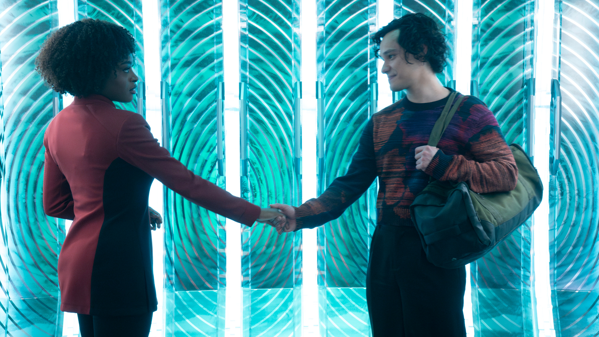 L to R Celia Rose Gooding as Uhura and Mynor Luken as Beto in season 3 , Episode 8 of Strange New Worlds streaming on Paramount+. Photo Credit: Marni GrossmanParamount+