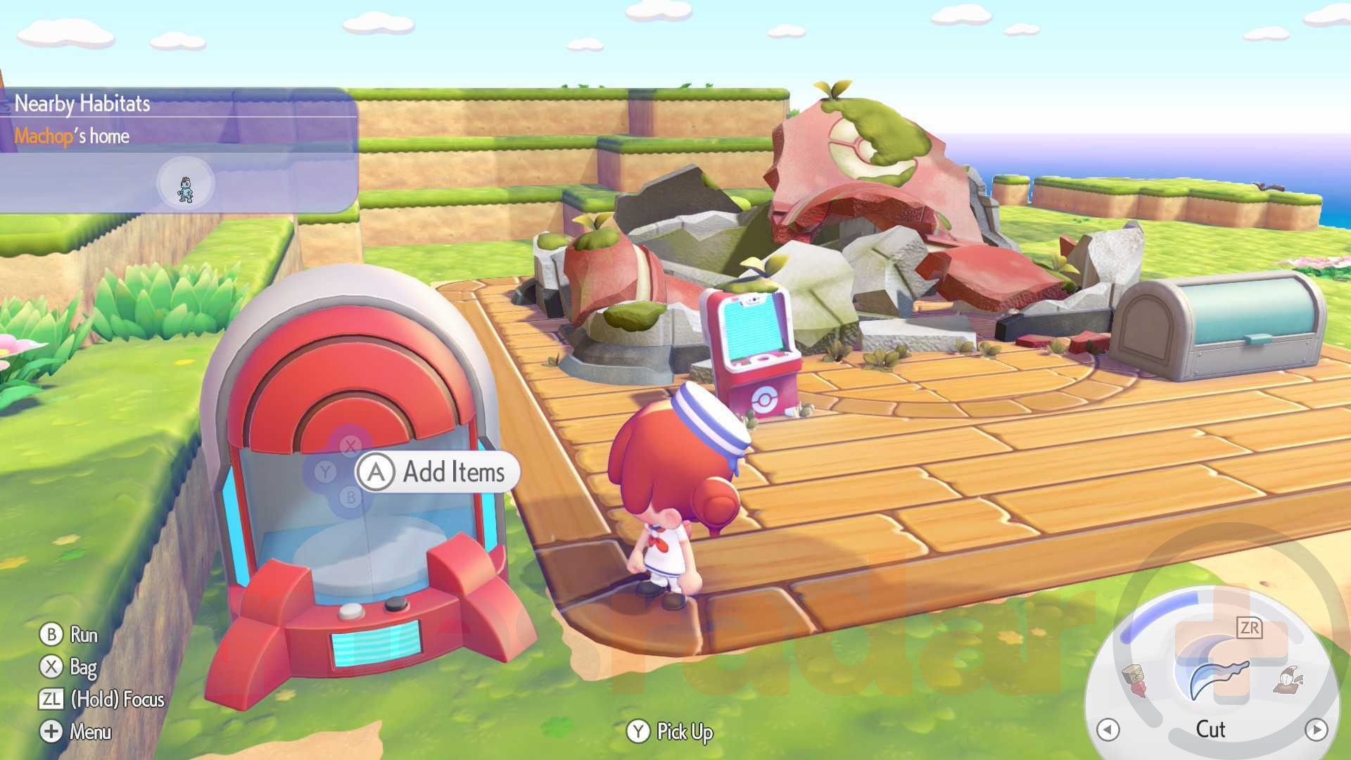 Ditto looks at a Pokopia Portal Pod in Palette Town.