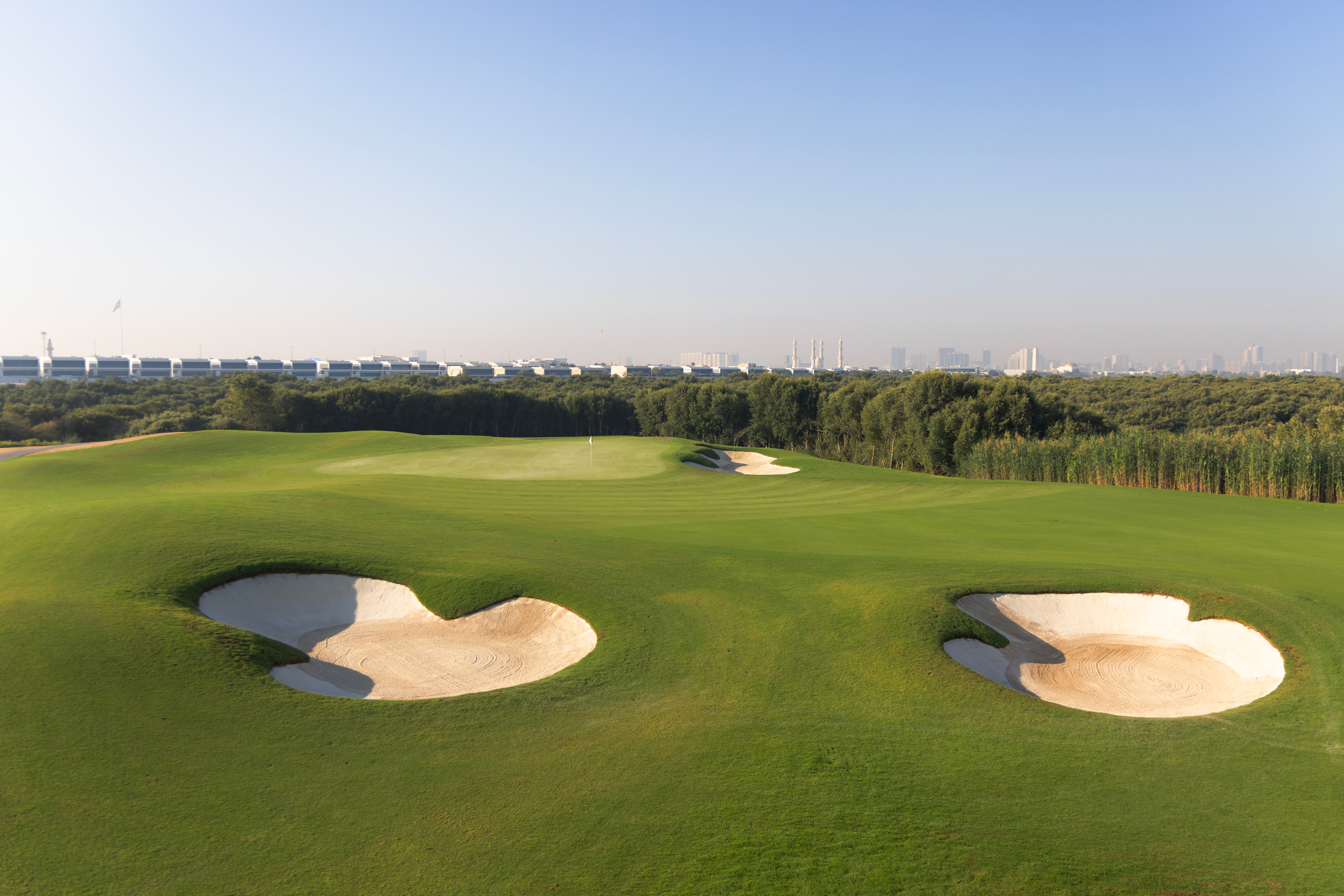 A general view of the mangrove forest surrounding Al Zorah and Ajman in the background