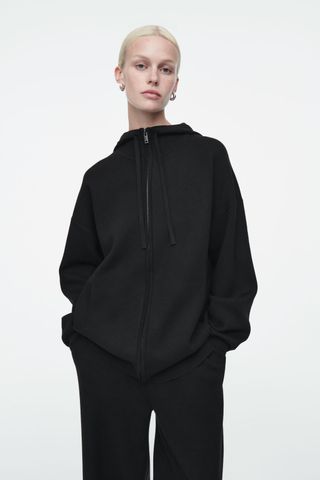 Double-Faced Knitted Zip-Up Hoodie