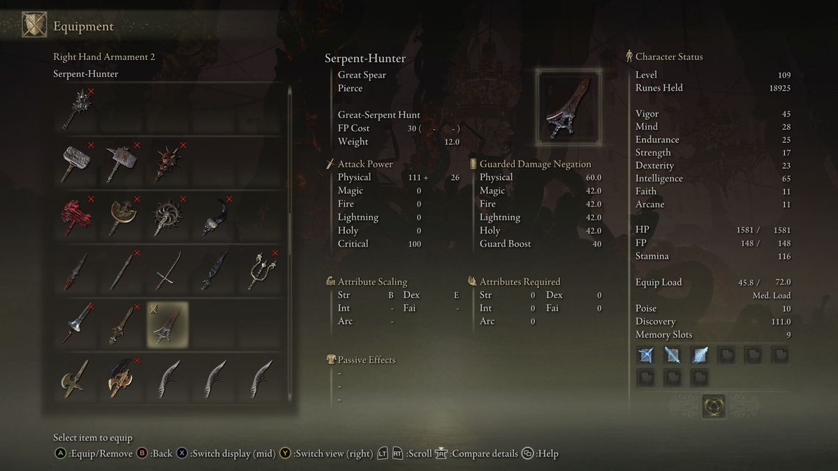 serpent hunter stats