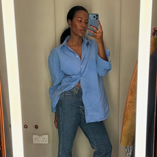 woman wearing heels with jeans spring outfit 2026