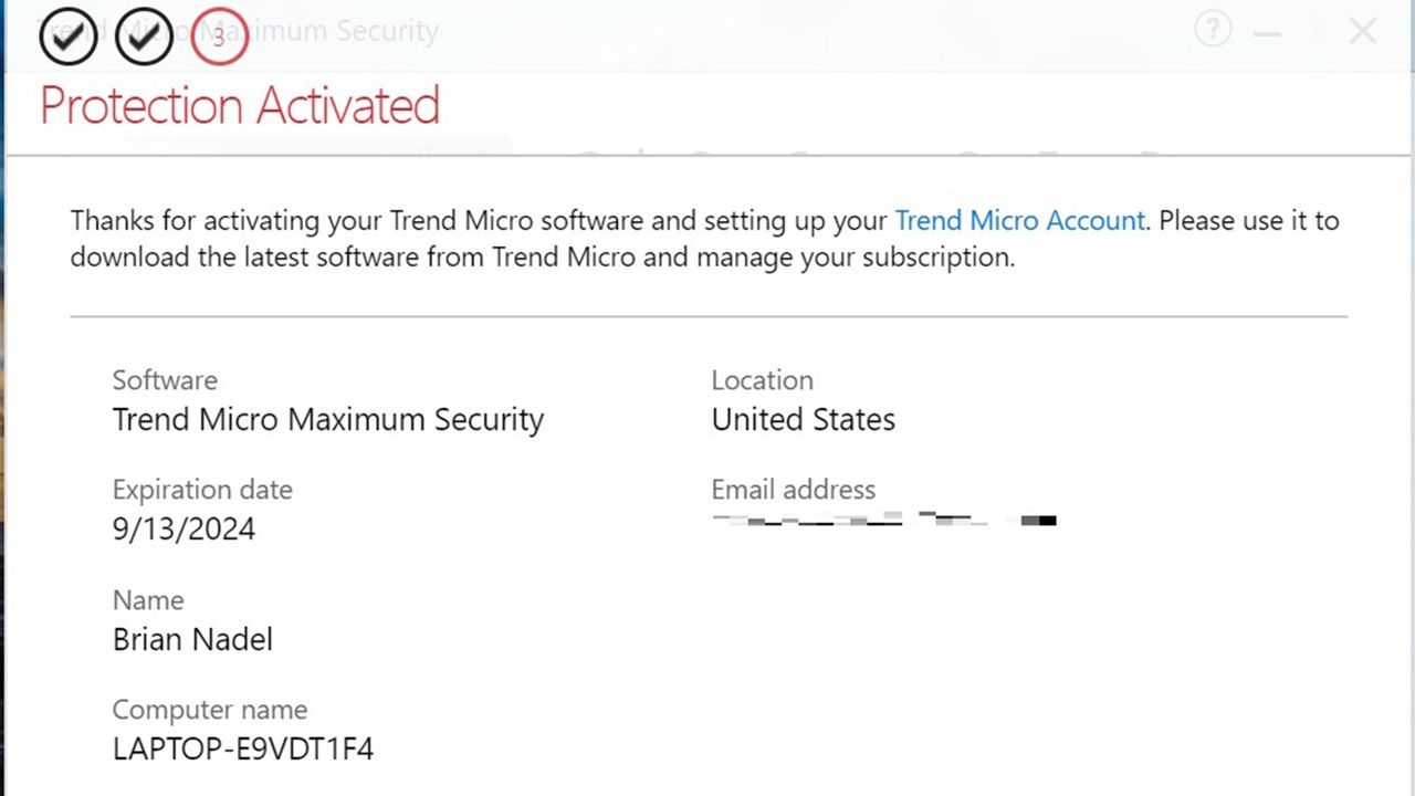 Trend Micro app screen shot