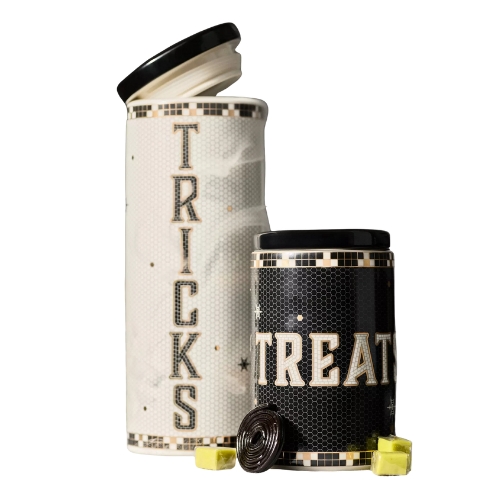 Anthropologie, The Bistro Tile Stoneware Cannister: Halloween Edition