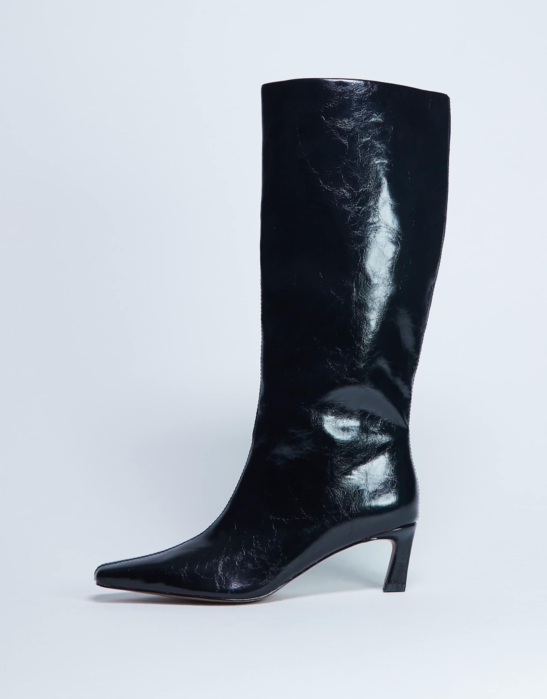 Topshop Tanya Point Toe Knee High Boot in Black