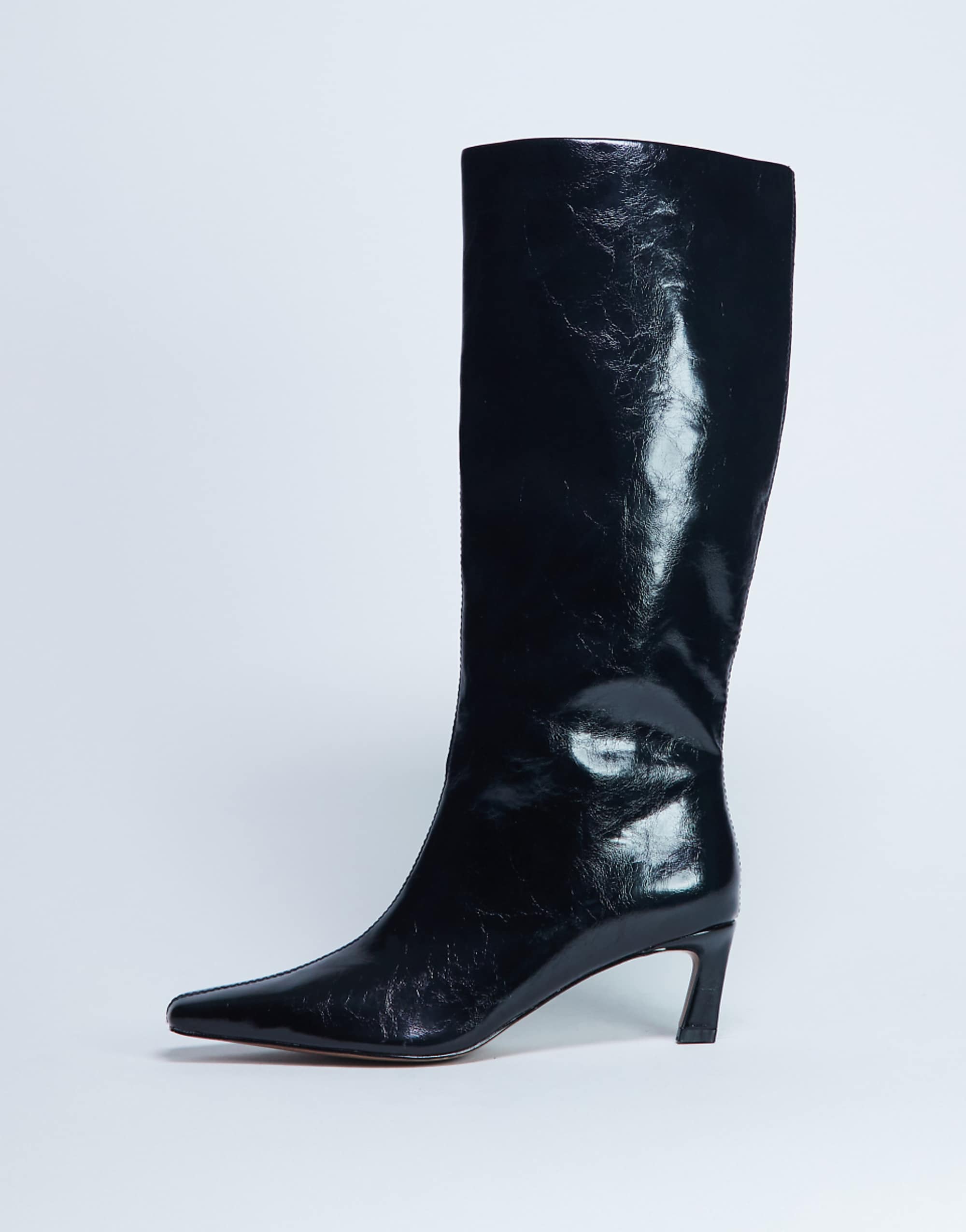Topshop Tanya Point Toe Knee High Boot in Black